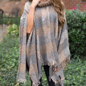 Plaid Cabin Cozy Poncho